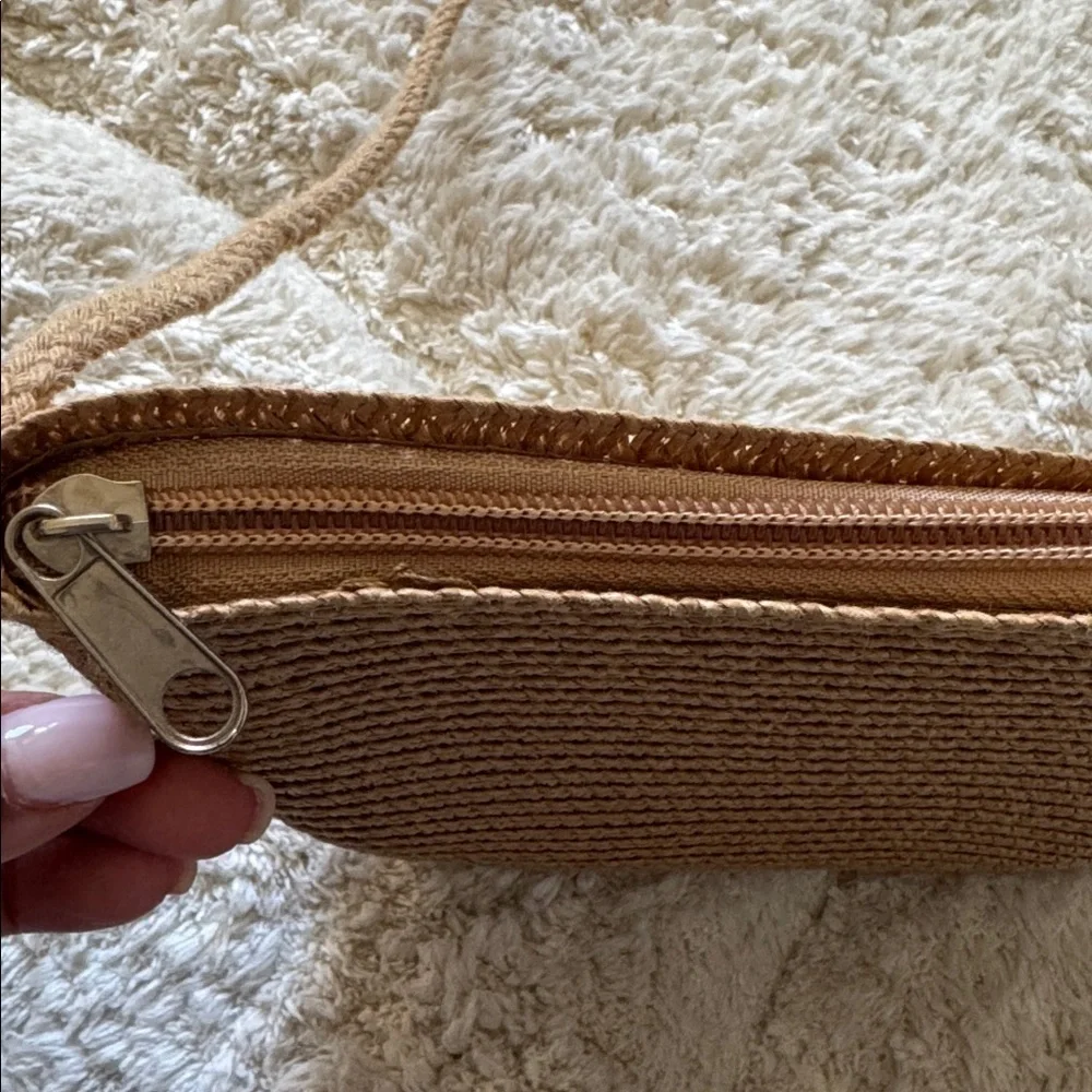 Light Brown Woven Mini Shoulder Bag